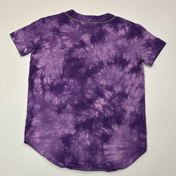 Odd Future Womens Baseball Jersey Size Medium Purple Tie Dye Button Wolf Gang - Picture 12 of 12